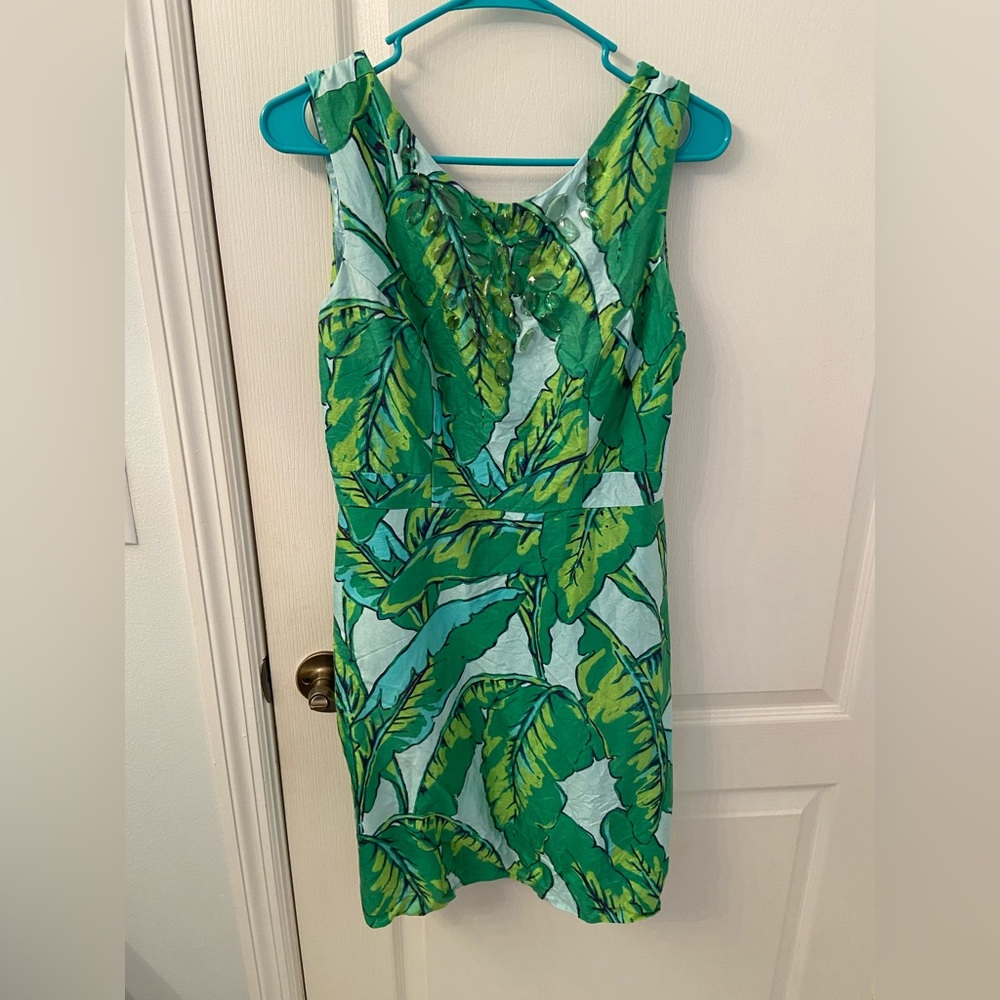 Vineyard Vines, beaded palm print dress